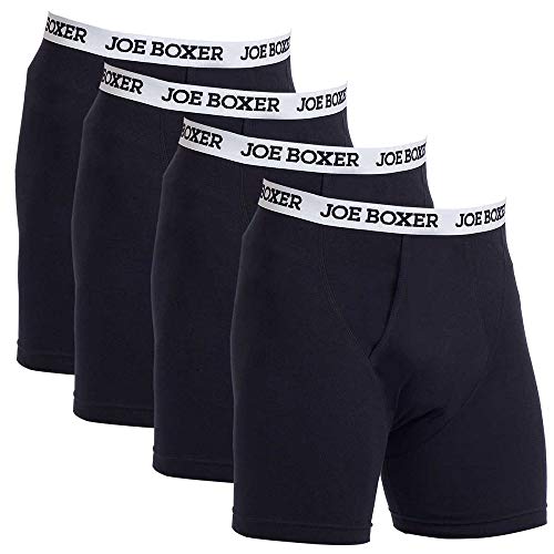 Joe Boxer Men's Boxer Briefs 4-Pack (X-Large, Black), Black