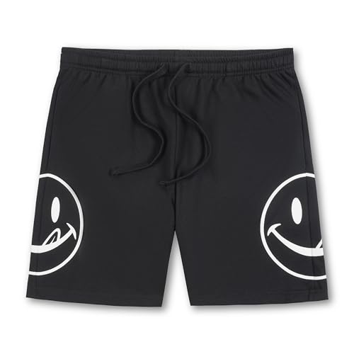 Joe Boxer French Terry Men's Pajama Shorts, Logo Print Mens Lounge Shorts, Summer PJ Bottoms (Black, X-Large)